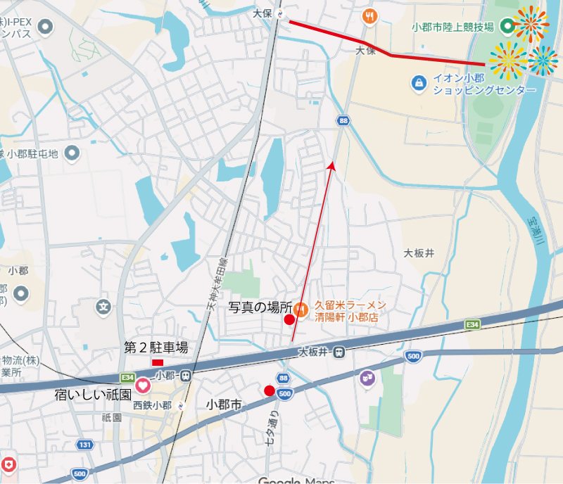 小郡花火大会攻略マップ